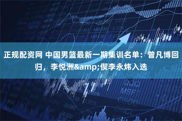 正规配资网 中国男篮最新一期集训名单：曾凡博回归，李悦洲&偰李永炜入选